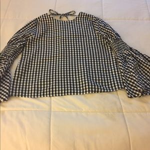 Black and white Gingham plaid top